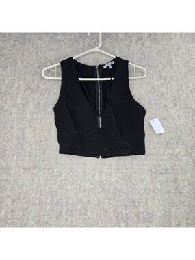 Charlotte Russe Women Black Sleeveless Crop Top Size M Stretch Back Zipper Style